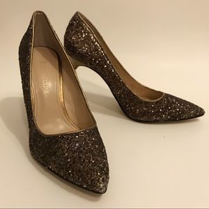Enzo Angiolini bronze glitter heels
